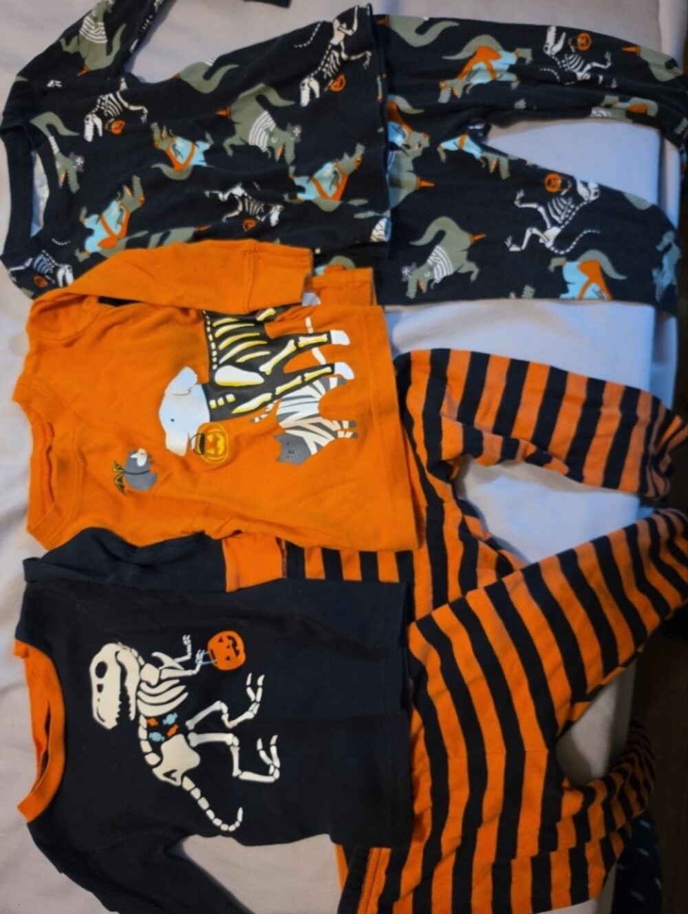 Orange & Black Halloween Pajama Sets